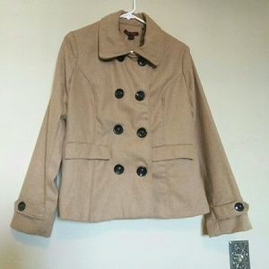 Women's Pea Coat - Camel
